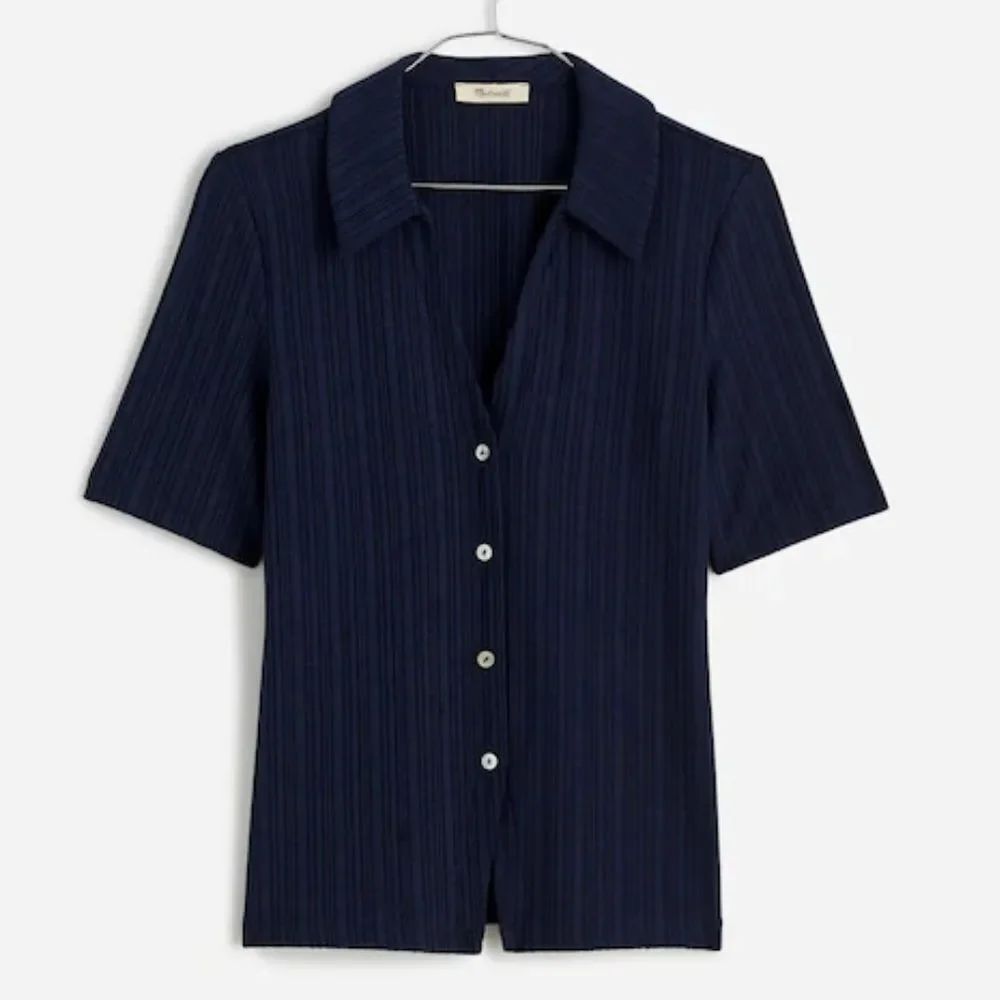 Madewell Cutaway Hem Polo Top in Navy sz. S
